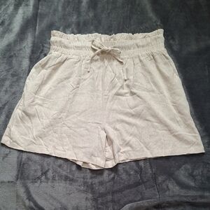 Women's Beige Linen Blend Shorts Size L